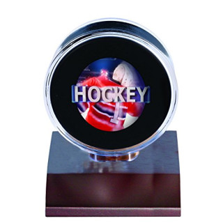Ultra Pro NHL Puckhalter aus dunklem Holz, klein, transparent