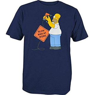 The Simpsons - Homer Herren T-Shirt Slow Man at Work, blau, Gr. L
