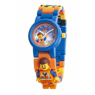 Armbanduhr Lego Movie 2 - Emmet, inklusive 12 zusätzlichen Armbandgliedern, Lego Minifigur im Armband integriert, analoges Ziffernblatt, kratzfestes Acrylglas