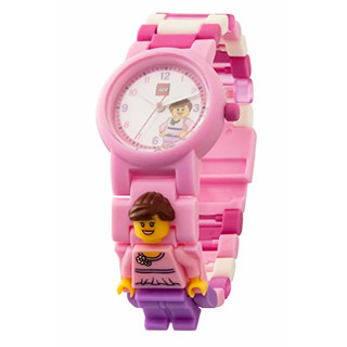 Armbanduhr Lego Classics - Pink, inklusive 12 zusätzlichen Armbandgliedern, Lego Minifigur im Armband integriert, analoges Ziffernblatt, kratzfestes Acrylglas