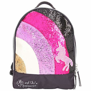 Depesche 10510 Rucksack mit Glitzer, Ylvi und die Minimoomis, anthrazit, ca. 10 x 22 x 27,5 cm, grau