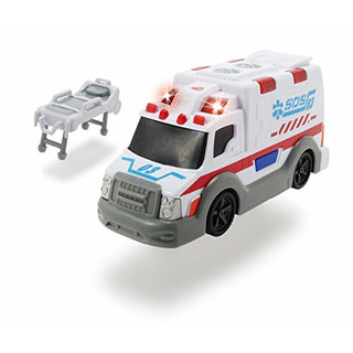 Dickie Toys Krankenwagen, Rettungswagen, Spielzeugauto mit Trage, Heckklappe zum Öffnen, Licht & Sound, inkl. Batterien, 15 cm, ab 3 Jahren