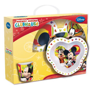 Joy Toy 736095 - Disney Mickey Mouse 3-teilig Set, aus Melamin: 2 Teller und 1 Tasse, in Geschenkpackung