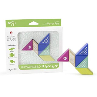 TEGU PAL-HUM-706T 5700701 Travel Pals Kolibri, magnetische Holzbausteine, Holzspiel-Set für unterwegs, 6-teilig, Mehrfarbig