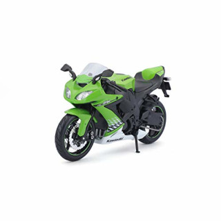 Maisto Kawasaki Ninja ZX-10R: Originalgetreues Motorradmodel, Maßstab 1:12, mit Federung und ausklappbarem Seitenständer, 18 cm, grün (531187)