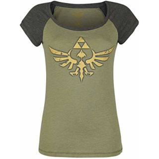 The Legend of Zelda Triforce Girl-Shirt dunkelgrau meliert/grün meliert S