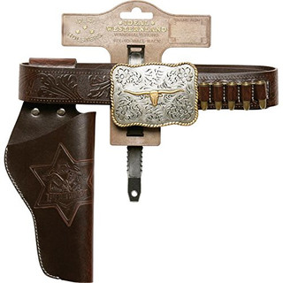 Schrödel J.G. Gürtel Bull, 1 Pistolengürtel aus Lederimitat und Metall für Spielzeugpistolen, Länge 120 cm, dunkelbraun (750 0126)