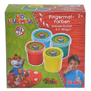 Simba 109225094 - Leo Lausemaus Fingermalfarben 4 x 150g