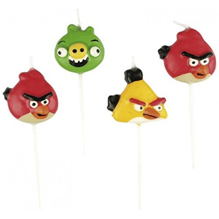 4 Figurenkerzen / Mini Kerzen Angry Birds