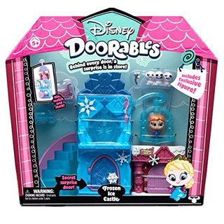 Doorables 35013 Frozen Disney Spielset Gefrorenes Eisschloss, Eiskönigin 3 exklusiven Sammelfiguren mit Glitzeraugen und viel Zubehör