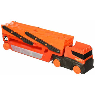 Hot Wheels FTF68 - Mega Truck Transporter, Sattelschlepper Spielset mit 6 Ebenen für 50 Spielzeugautos, Kinder Spielzeug LKW ab 3 Jahren
