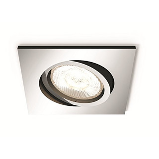 Philips 5039111P0 A++ to A, myLiving LED Einbauspot Shellbark Eckig Warmglow, 500 lm, Plastik, 4.5 W, Integriert, chrom, 9 x 9 x 5 cm