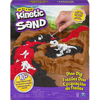 Kinetic Sand 6055874 - Dino Dig Spielset mit 10 versteckten Dinosaurierknochen zum Entdecken, für Kinder ab 6 Jahren