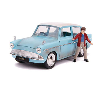 Jada JA31127 1:24 1959 Ford Anglia mit Harry Potter Figur, rostig blau