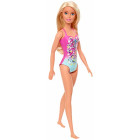 Mattel Barbie Doll Beach - Blonde Doll with Pink, Blue...