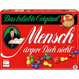 Schmidt Spiele 49020 Mensch ärgere Dich Nicht Jubiläumsausgabe, mit Figuren und Würfeln aus Holz, Laufspiel, bunt