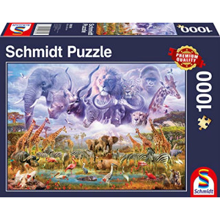 Schmidt Spiele 58356 Tiere an der Wasserstelle, 1000 Teile Puzzle, Bunt