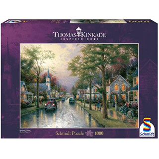 Schmidt Spiele - Thomas Kinkade, Morgen in der kleinen Stadt, 1000 Teile Puzzle