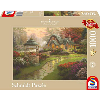 Schmidt Spiele Puzzle 58463 - Thomas Kinkade, Haus mit Brunnen, 1.000 Teile Puzzle