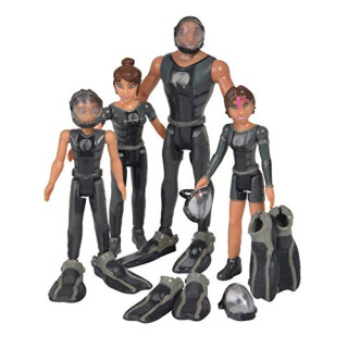 Simba 109391002 Die Nektons Familienpack/4er Figurenset/Will/Ant/Fontaine/Kaiko/im schwarzen Tauch-Outfit
