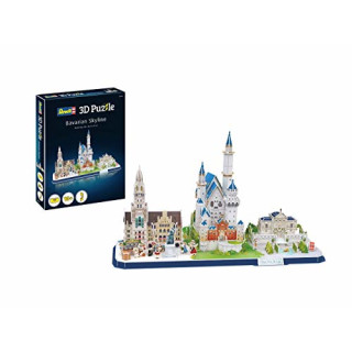 Revell 3D Puzzle 00143 Bayerns berühmteste Bauwerke mit dem Neuen Rathaus, Linderhof und auch Schloss Neuschwanstein Die Welt in 3D entdecken, Bastelspass für Jung und Alt, farbig