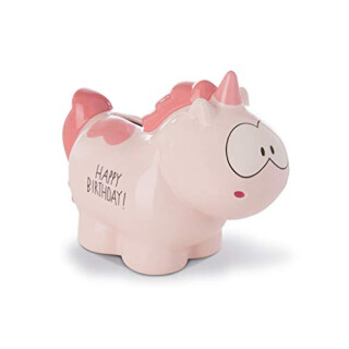 NICI 42518 Spardose Einhorn Merry Heart Happy Birthday, 7,5 x 12 x 16,5 cm, rosa, ca