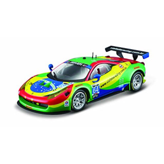 Bburago Ferrari 458 GT3 15: Modellauto im Maßstab 1:43, Ferrari Racing Serie, Geschenkbox, 12 cm, grün #64 (18-36305)