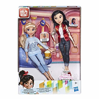 Disney Prinzessinnen Comfy Squad Cindarella und Mulan, Puppen zum Film Chaos im Netz mit Freizeit-Outfit und Zubehör