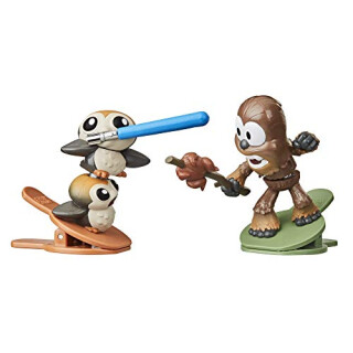 Star Wars Battle Bobblers Porgs Vs Chewbacca Battle Action-Figuren 2er-Pack mit Clips, Spielzeug für Kids ab 4 Jahren