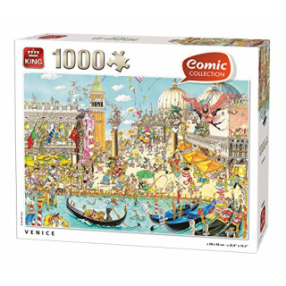 King 55842 Puzzle Comic Cartoon Venedig 1000 Teile, Farbig, 68x49 cm