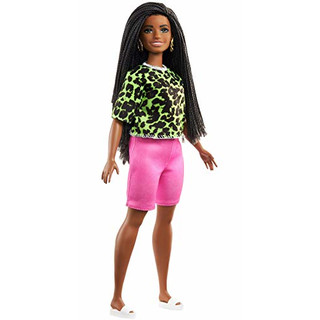 Barbie GHW58 - Barbie Fashionistas Puppe 144 (brünett) mit grünem Oberteil im Neon-Look
