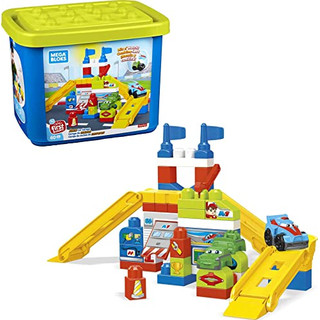 MEGA Bloks FVJ02 - Elektrische Rennauto-Werkstatt mit Auto, 60 teiliges Baustein Set inkl. praktischer Box zur Aufbewahrung, one size, Mehrfarben