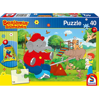 Schmidt Spiele 56262 56262-Benjamin Blümchen, Kinderpuzzle mit Turnbeutel, 40 Teile, bunt