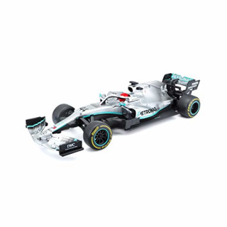 Maisto Tech R/C F1 Mercedes AMG Petronas W10 (2019): Ferngesteuertes Auto Lewis Hamilton im Maßstab 1:24, Originalgetreues Formel 1-Auto, 2,4 GHz, Pistolengriff-Steuerung, 22 cm, Silber (582352)