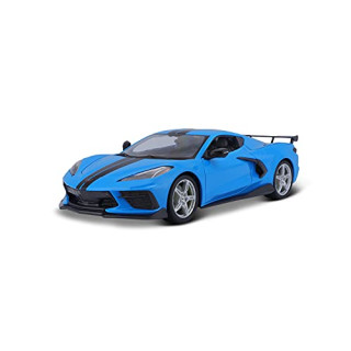 Maisto Chevrolet Corvette Stingray Coupe (2020): Modellauto im Maßstab 1:18, Kofferraum, Türen und Motorhaube beweglich, lenkbar, 26 cm, blau (531455)