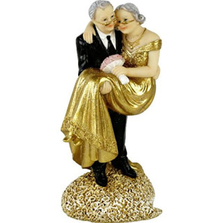 Kuchenaufsatz / Tortenaufsatz / Cake Topper / Tortenfigur 50 Jahre Brautpaar aus Polyresin - Goldhochzeit - Goldhochzeitdeko - Hochzeitstorte