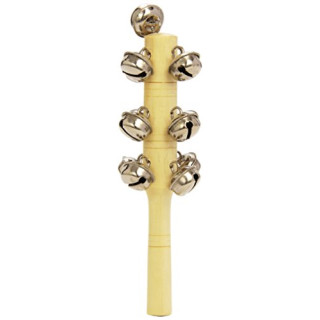 Bino Schellenstab mit 12 Schellen, Musikinstrument für Kinder ab 3 Jahren, Kinderspielzeug (Holzspielzeug zur Förderung musikalischer Fähigkeiten,, spannende Klänge), Natur, 86561