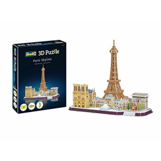 Revell 3D Puzzle 00141 Paris Skyline mit Notre Dame, Louvre, Triumphbogen und Eiffelturm Die Welt in 3D entdecken, Bastelspass für Jung und Alt, farbig