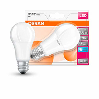 Osram LED Star Classic A Lampe, in Kolbenform mit E27-Sockel, nicht dimmbar, Ersetzt 100 Watt, Matt, Kaltweiß - 4000 Kelvin, 14 W, 1er-Pack