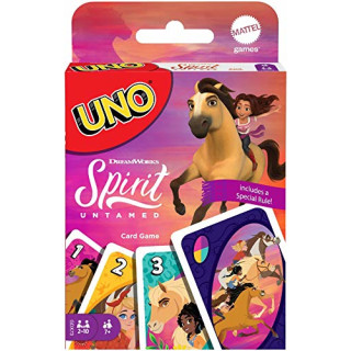 Mattel Games GXD73 - DreamWorks Spirit - frei und ungezähmt UNO-Kartenspiel mit 112 Karten mit Bildern zum Film, Spieleabend, Geschenk für Kinder ab 7 Jahren