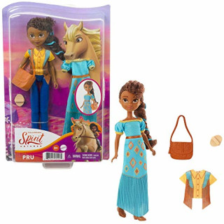 Spirit GXF18 - "Spirit - frei und ungezähmt" Fashionspaß Pru Puppe (18cm), 2 modische Outfits und Zubehör, 7 bewegliche Gelenke, tolles Geschenk für Kinder ab 3 Jahren