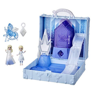 Disney Die Eiskönigin 2 Pop-Up Abenteuer Ahtohallan Abenteuer Spielset mit Griff, inklusive 2 ELSA Puppen, Spielzeug für Kinder