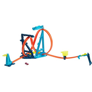 Hot Wheels HBY98 - Track Builder Unlimited Endlos-Looping Set mit verschiedenen Aufbaumöglichkeiten und Sprung, Spielzeug Autorennbahn für Kinder von 6 bis 12 Jahren