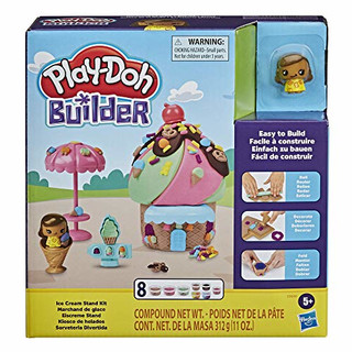 Play-Doh Builder Eiscreme Stand Bauset für Kinder ab 5 Jahren mit 8 Farben - Einfaches Bauset zum Selbermachen