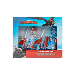 Dragons - Adventureset 5 tlg. bestehend aus: Walkie Talkies (Batterie 6x AA nicht enthalten), Fernglas, Kompass und Taschenlampe (Batterie 2x AAA nicht enthalten) in Geschenkpackung