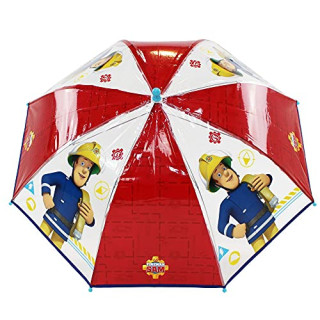 Feuerwehrmann Sam Stockschirm | rot-transparent Kinder Regenschirm