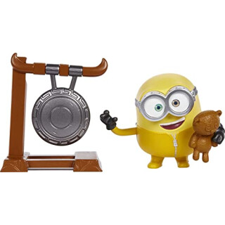 Minions GMD92 - Minions: Auf der Suche nach dem Mini-Boss Bob, per Knopfdruck aktivierte Action-Figur, ca. 10 cm groß, mit Gong und Teddybär, Geschenk für Kinder ab 4 Jahren