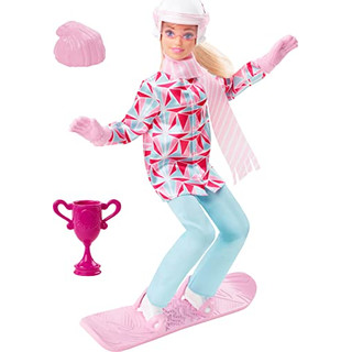 Barbie HCN32 - Wintersport Snowboarder Puppe (ca 30cm, blond) mit Jacke, Hose, Schal, Helm, Snowboard & Trophäe, tolles Spielzeug Geschenk für Kinder ab 3 Jahren