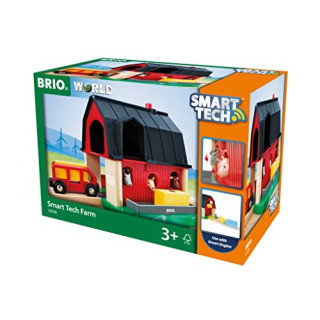 BRIO World 33936 Smart Tech Bauernhof – Spiel-Bauernhof mit Tieren & Heuwagen-Anhänger – Interaktives Spielzeug empfohlen ab 3 Jahren