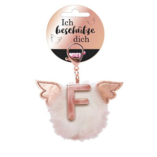 NICI 46975 Taschenanhänger Schutzbommel Buchstabe F, WEIß/Gold